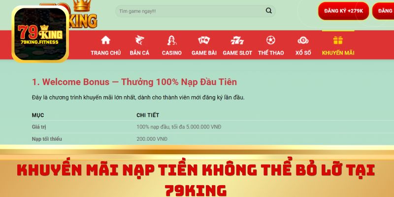 Khuyến mãi nạp tiền không thể bỏ lỡ tại 79king